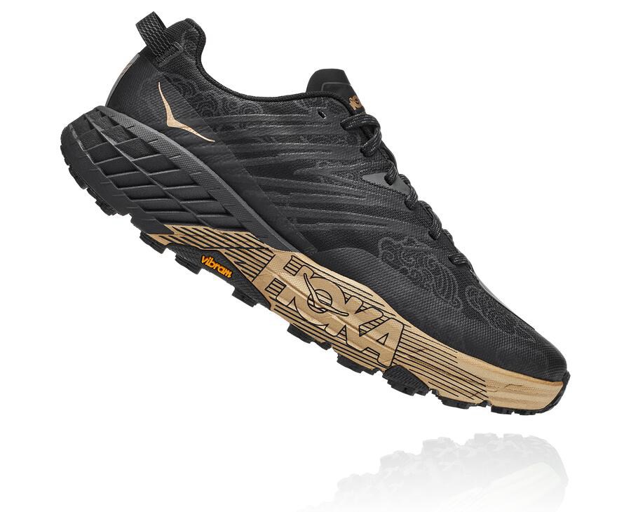 Tenis Trail Hoka One One Feminino Pretas/Douradas - Speedgoat 4 Cny - 563-JGYITV